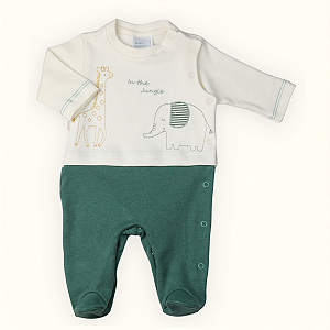 Macacão Bebê Menino Suedine 100% Algodão Safari Verde e Cru