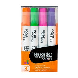 Marcador Quadro Branco Colors kit c/4 cores - Jocar Office
