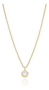Colar Gargantilha Com Pingente Solitário Folheada A Ouro