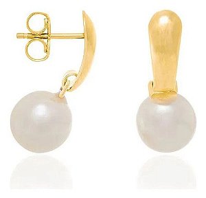 Brinco Folheado A Ouro Com Pérolas Sintéticas - Tam.único