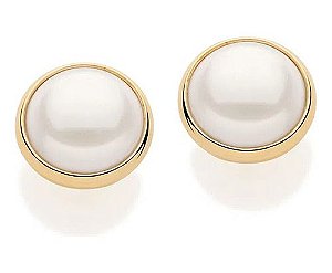 Brinco Solitário Folheado A Ouro Com Pérolas