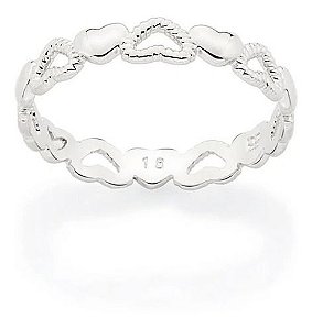 Anel Skinny Corações Folheado A Platina