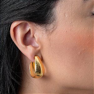 brinco meia argola banhado a ouro 18k