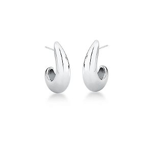 MEIA ARGOLA ABAULADA LISA BANHADA A RODIO