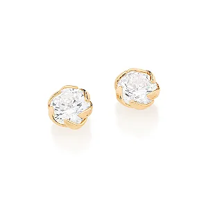 BRINCO SOLITÁRIO BANHADO A OURO 18K COM ZIRCÔNIAS