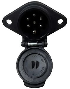 Tomada Engate Fêmea (Fixa) Redonda 7 Polos Polarizada Em Nylon