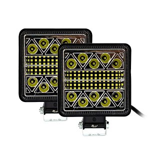 Par Farol de Milha LED 102W Quadrado 20mm Premium