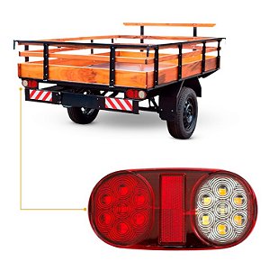 Par Lanterna Traseira Carretinha Reboque 12V Completa