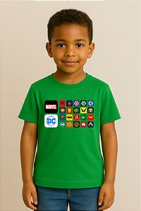 Camiseta Infantil Marvel e DC