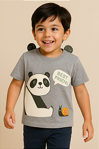 Camiseta Infantil Orelinhas Panda