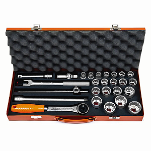 Maleta com Soquetes Estriados e Acessórios 1/2" Milímetros - 26 Peças Tramontina PRO 44833427