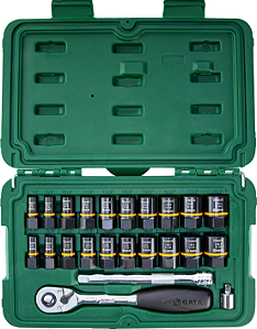 Jogo de soquetes sextavados com encaixe de 1/4" e 3/8", 7,0 mm a 19,0 mm, com 23 peças, ST09138, SATA