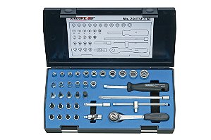 Jogo de soquetes sextavados com encaixe de 1/4", 4,0 mm a 14,0 mm, com 36 peças, 20ITU-3, GEDORE