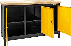 Bancada fechada com tampo de madeira e 3 portas, 1.500 mm x 920 mm x 600 mm VONDER