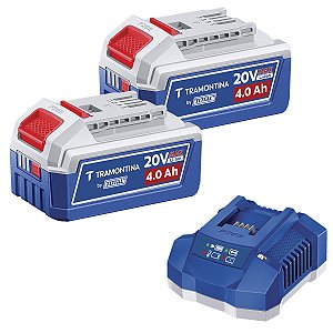 Kit 2 Baterias 20V 4,0Ah + Carregador 4,0A Tramontina by TOTAL