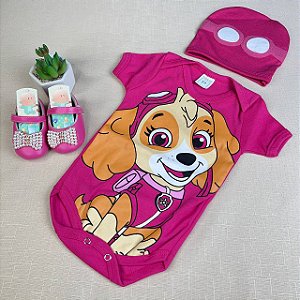 BODY TEMÁTICO PATRULHA CANINA ROSA + TOUCA