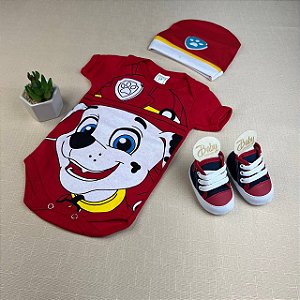 BODY TEMÁTICO PATRULHA CANINA VERMELHO + TOUCA