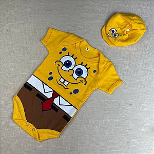 BODY TEMÁTICO BOB ESPONJA + BOINA