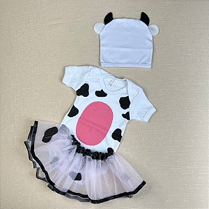 BODY TEMÁTICO VAQUINHA +SAIA + TOUCA