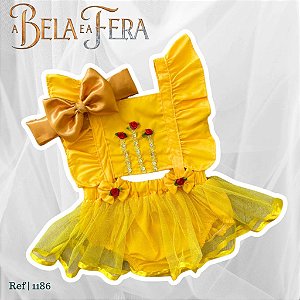 ROMPER BELA E A FERA LUXO + TURBANTE