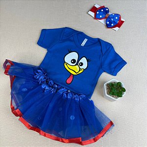 BODY TEMÁTICO GALINHA PINTADINHA +SAIA + LAÇO