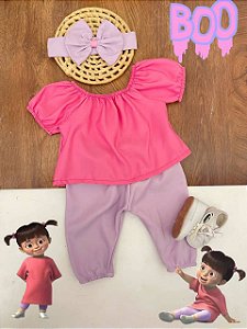 CONJUNTO BOO MONSTROS S.A+LAÇO DE CABELO