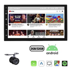 Central Multimídia Android Auto 12 Carplay Android Auto 2GB Ram + Câmera de Ré Visão Noturna