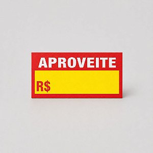 Cartazete de Preço Aproveite 9cm x 4cm | Papel Cartão 250g | 50 ou 100 Unidades
