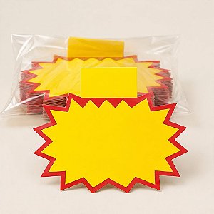 Cartaz Splash Liso Amarelo Pequeno 13cm x 8cm – Modelo K2 | Papel Cartão 250g | 50 ou 100 Folhas