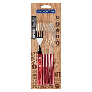 Jogo Garfos Inox 6 PCs Polywood Madeira Tramontina 21102670