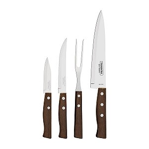 Kit Facas Inox 4 PCs Tradicional Madeira Tramontina 22299019