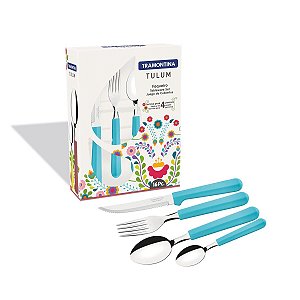Faqueiro Talher Inox 16 PeCas Azul Tulum Tramontina 23299180