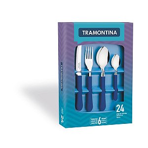 Faqueiro Talher Inox 24 PeCas Azul Leme Tramontina 23198146