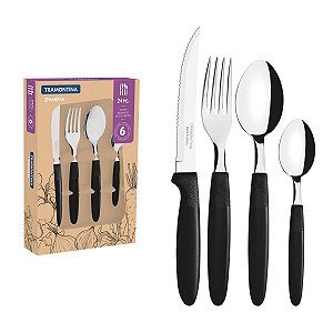 Faqueiro Talher Inox 24 PC Preto Ipanema Tramontina 23398072