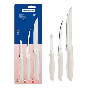 Jogo Facas Inox 3Pç Plenus Off White Tramontina 23498313