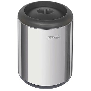 Lixeira Inox Tampa Polida Preta 10L Tramontina 94540008