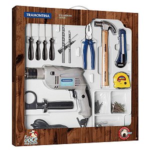 Kit Ferramentas Furadeira Martelo 100 Pç Tramontina 43408434