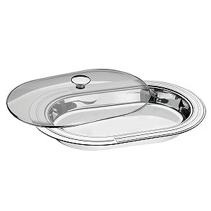 Travessa Funda Ciclo Inox Tampa Vidro 45Cm Tramonti 61517454