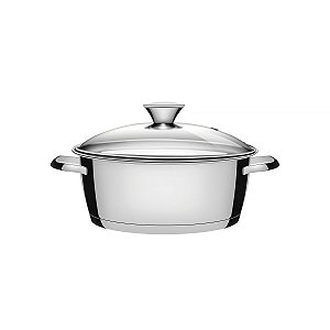 Caçarola Rasa Inox Triplo Vidro 24Cm 4,2L Tramontin 62653244