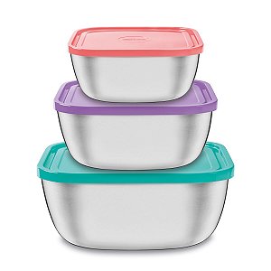 Potes Freezinox Quadrados Inox Tampas Pl Tramontina 64220932