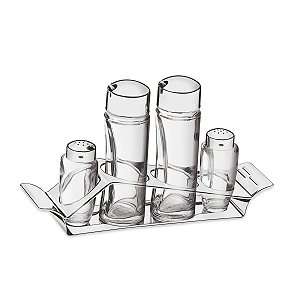 Galheteiro Vidro E Aço Inox 4 Peças Tramontina 61533010