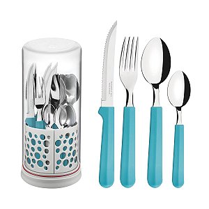Faqueiro Turqueza Inox E Cabo C/ Faca Tramontina 23299181