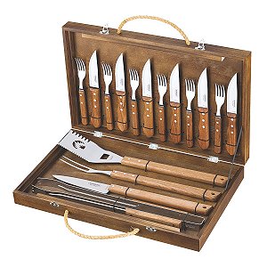Maleta Facas Kit Churrasco Inox 17Pç Tramontina 26499039