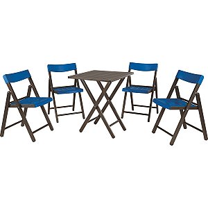 Mesa Cadeira Potenza Madeira Azul 5 Pç Tramontina 10630030