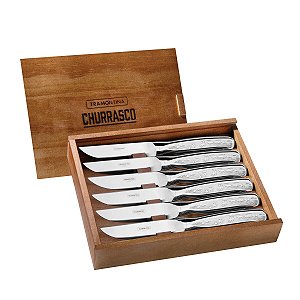 Facas Churrasco Fio Liso Gravura Estampa Tramontina 66928598