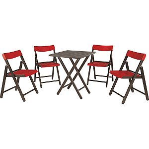 Mesa Cadeira Potenza Madeira Vermelho Tramontina 10630029