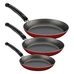 Jogo Frigideiras Alumínio 3Pc Vermelho Tramontina 27899453
