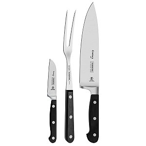 Jogo Facas Inox 3Pc Century Preto Tramontina 24099038
