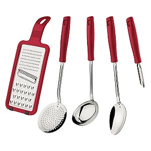 Jogo Utensilios Inox 5Pc Easy Vermelho Tramontina 25299713