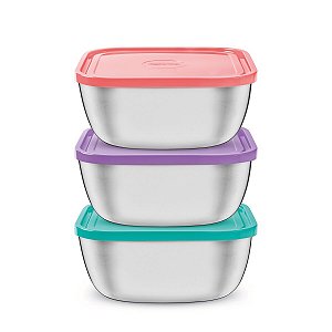 Pote Tigela Quadrada Inox Tampa Plástica Tramontina 64220942